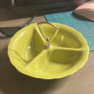 Lane & Co 1960 Ban Nuys Cali - Green Ceramic Divided‎ Serving Dish